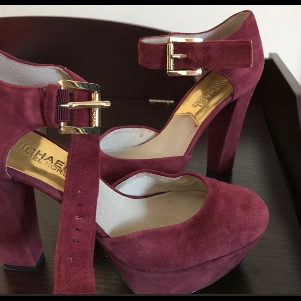 Michael kors burgundy suede heels
